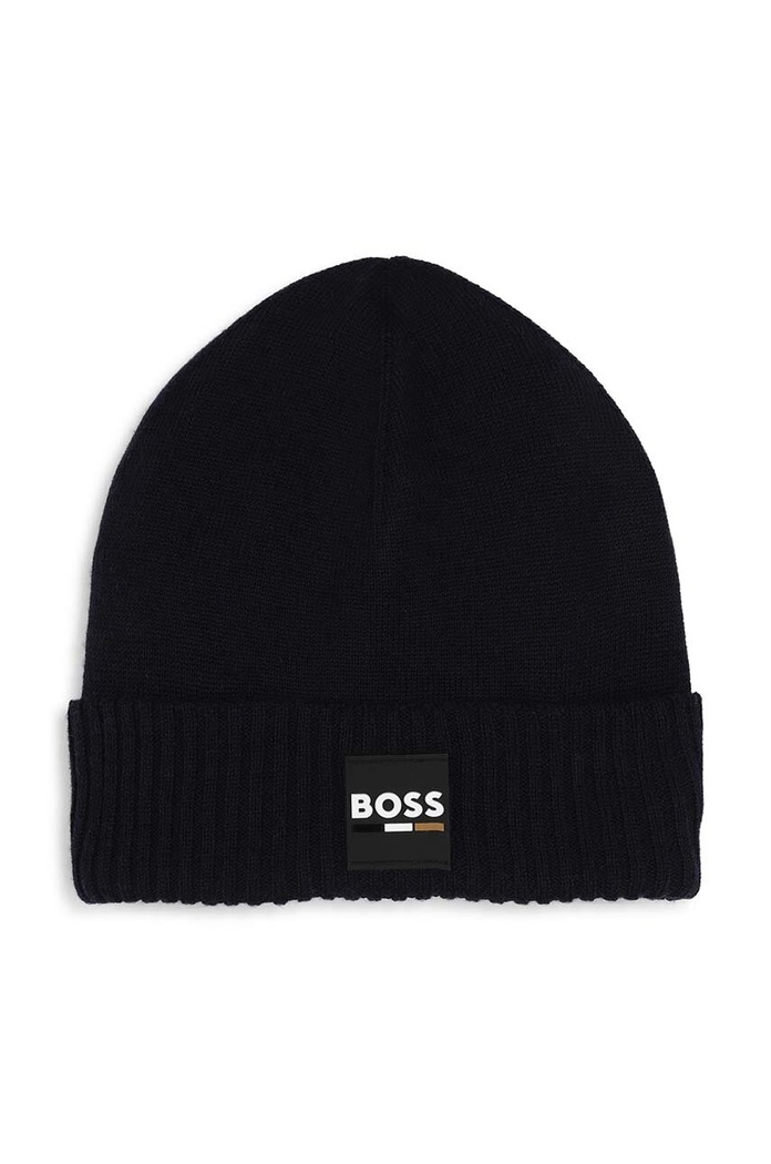 BOSS Παιδικός σκούφος από μείγμα μαλλιού BOSS σκούρο μπλε J51566.52.54