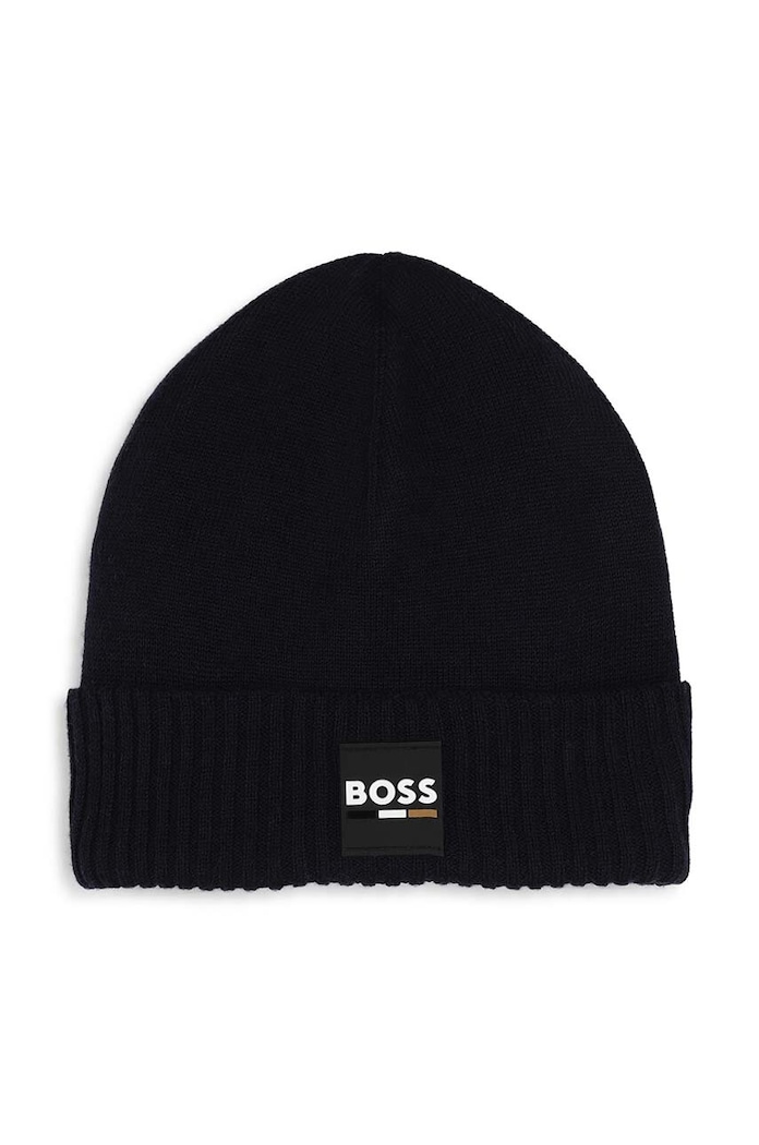 BOSS Παιδικός σκούφος από μείγμα μαλλιού BOSS σκούρο μπλε J51566.52.54