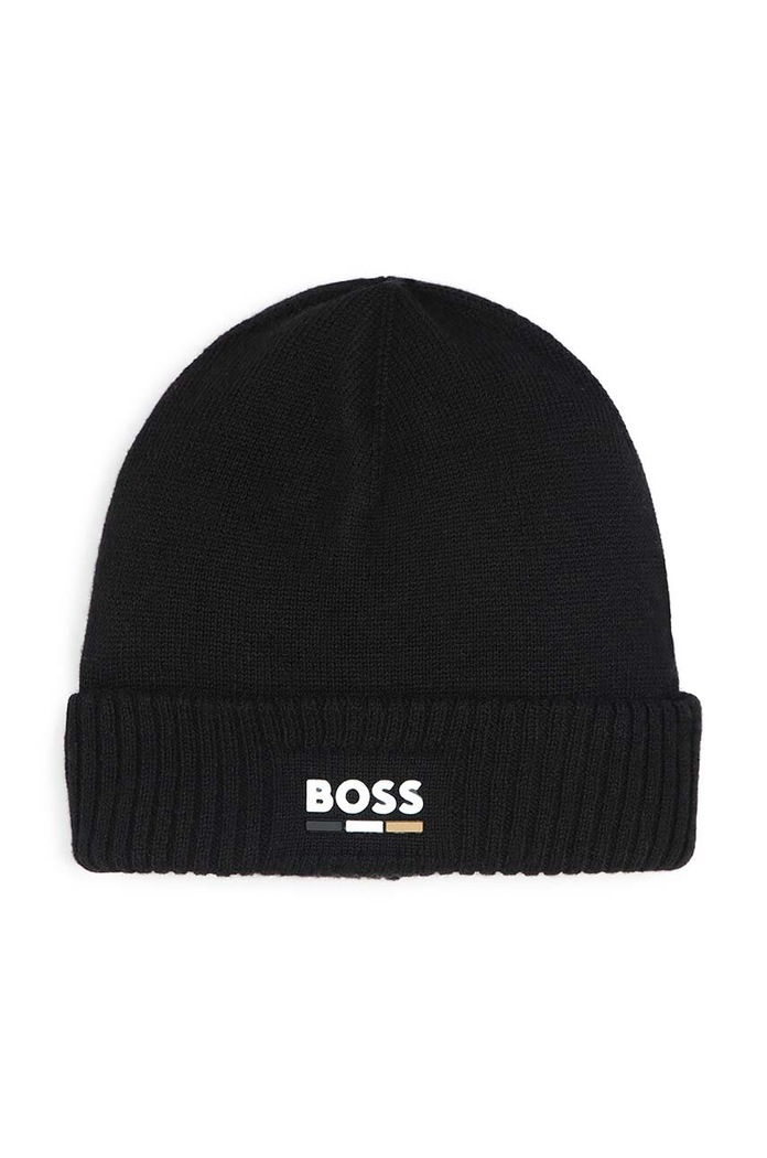BOSS czapka z domieszką wełny dziecięca z domieszką wełny czarny J51600.50.52