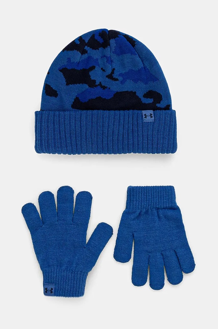 Under Armour caciula si manusi copii B Beanie cu modele albastru 1386641