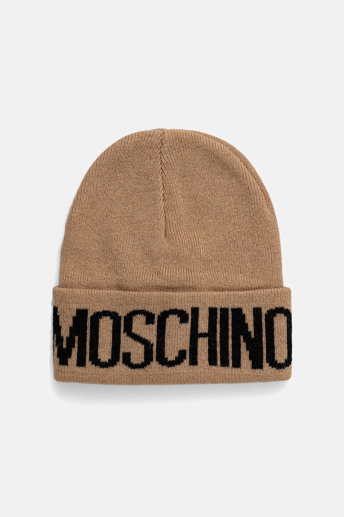 Σκουφί από μείγμα μαλλιού Moschino με μείγμα μαλλιού καφέ M5672.60102
