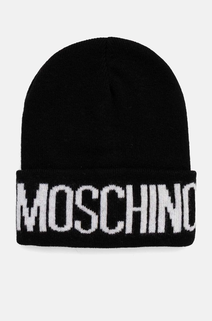 Kapa s dodatkom vune Moschino print crna M5672.60102