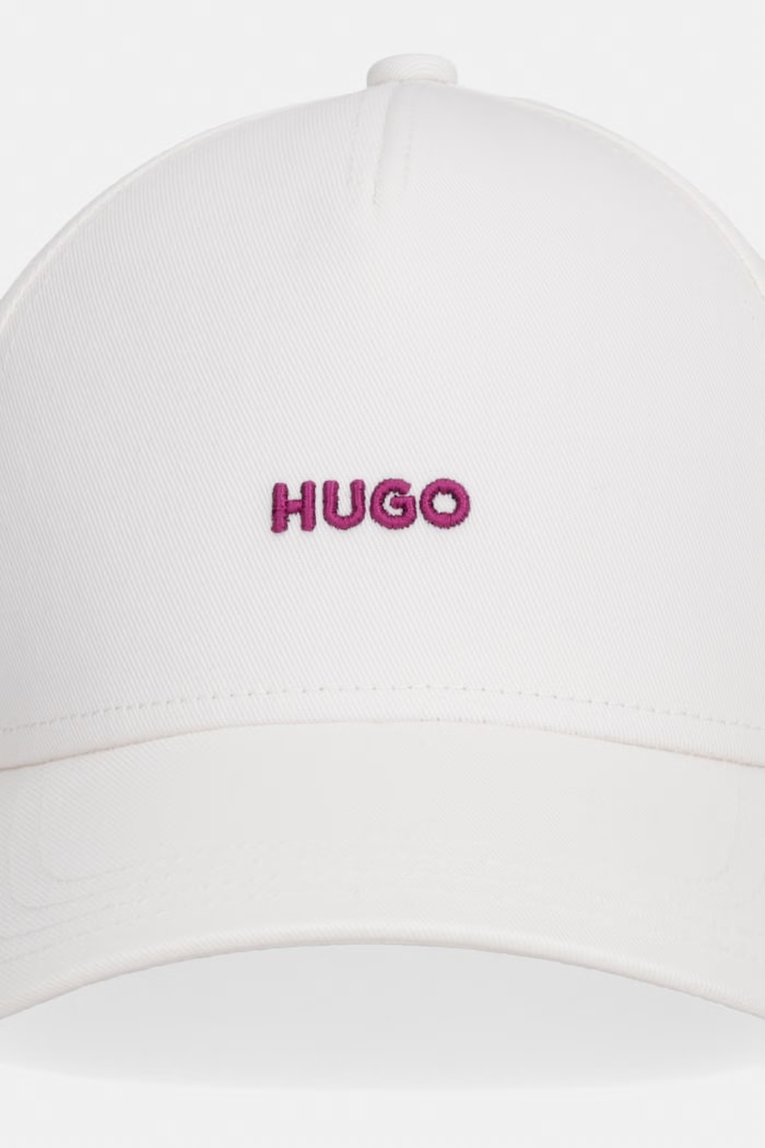 HUGO čiapka so šiltom dámska bavlnená Cara 50519255 biela SS26