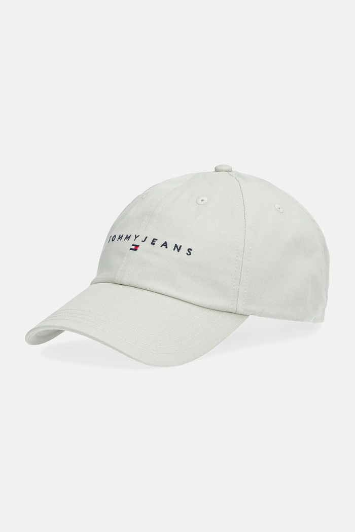 Tommy Jeans czapka z daszkiem bawełniana aplikacja zielony AW0AW16868