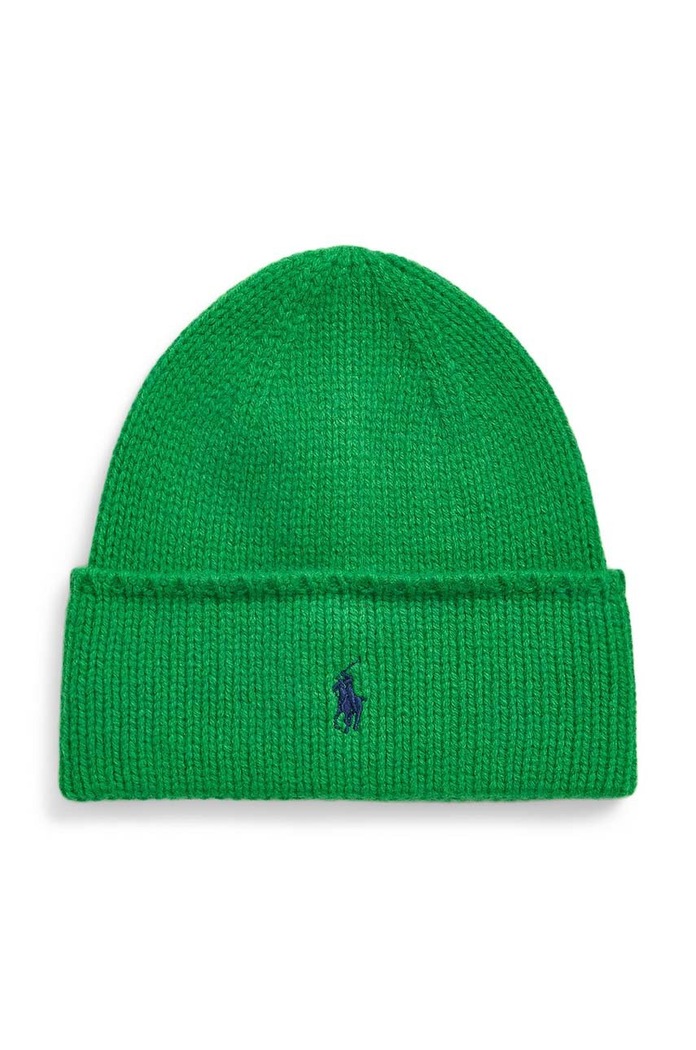 Polo Ralph Lauren beanie pentru femei din lână merino verde 455954355