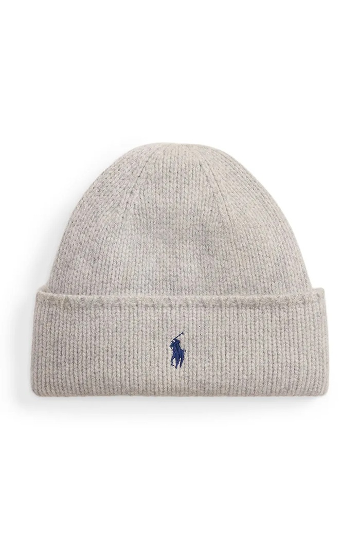 Polo Ralph Lauren czapka beanie damska z wełny merino szary 455954355