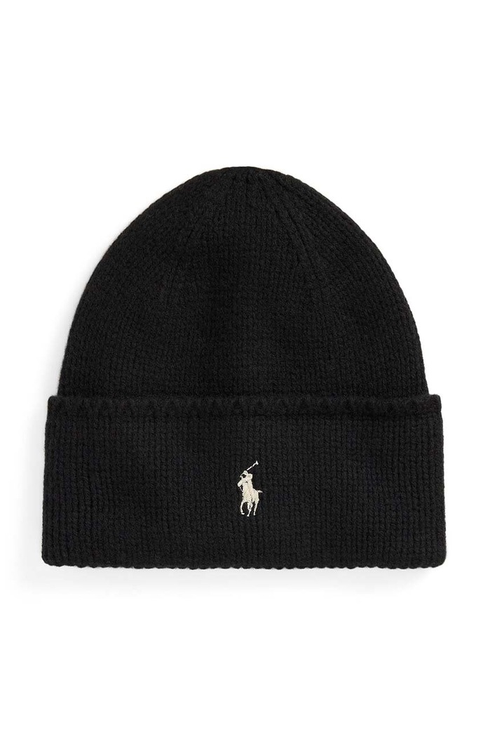 Polo Ralph Lauren beanie kapa za žene od merino vune crna 455954355