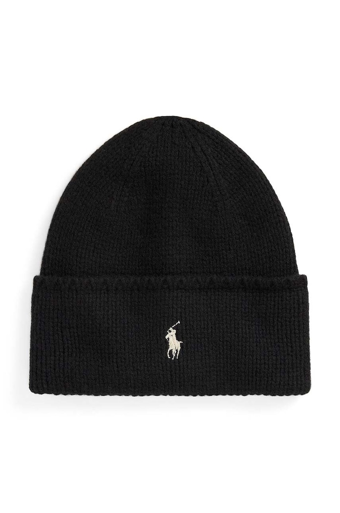 Polo Ralph Lauren beanie kapa za žene od merino vune crna 455954355