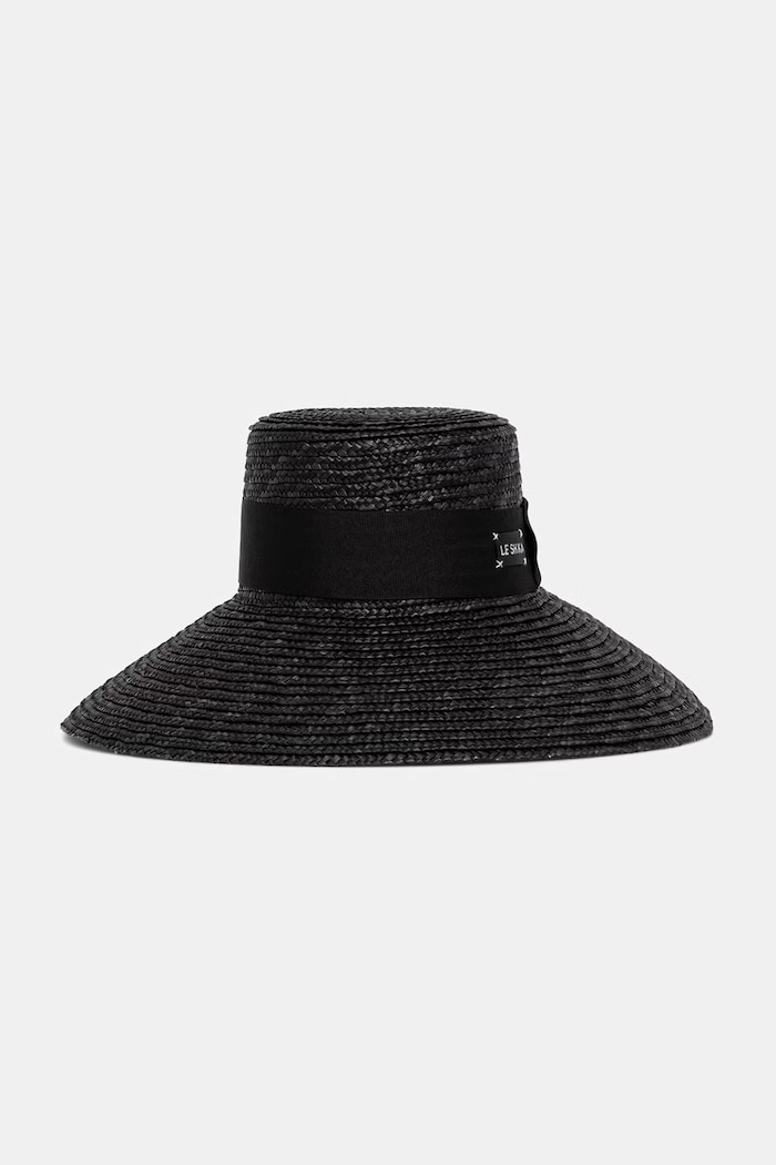 LE SH KA klobouk se širokou krempou dámský Black Straw Veil další černá BLackStrawVeil