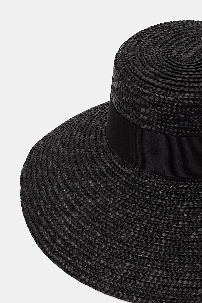 Doplňky LE SH KA klobouk se širokou krempou dámský Black Straw Veil BLackStrawVeil černá