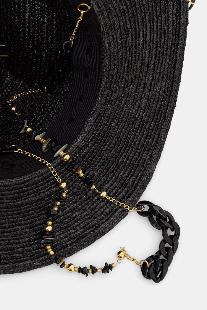 LE SH KA slaměný klobouk pletený Black Fedora BlackFedora