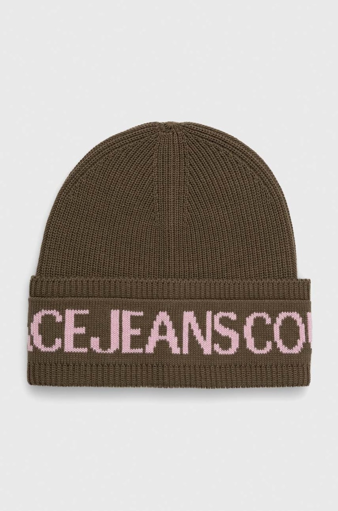 Vlnená čiapka Versace Jeans Couture vlna zelená 77HAZK40.ZG020