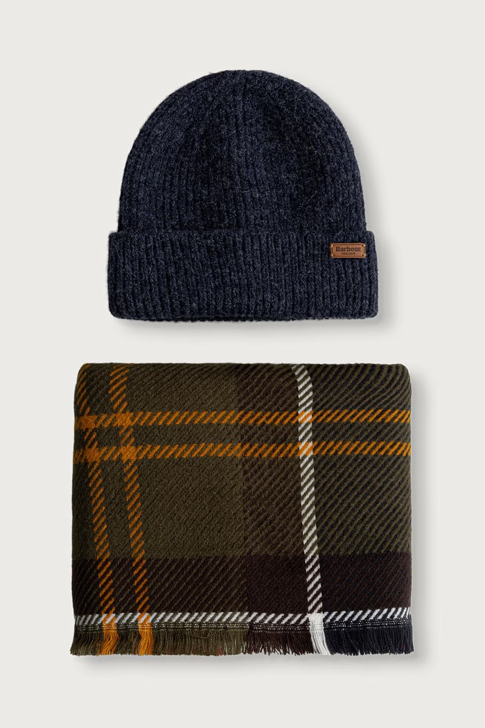 Barbour Czapka i szalik damska zielony LGS0094