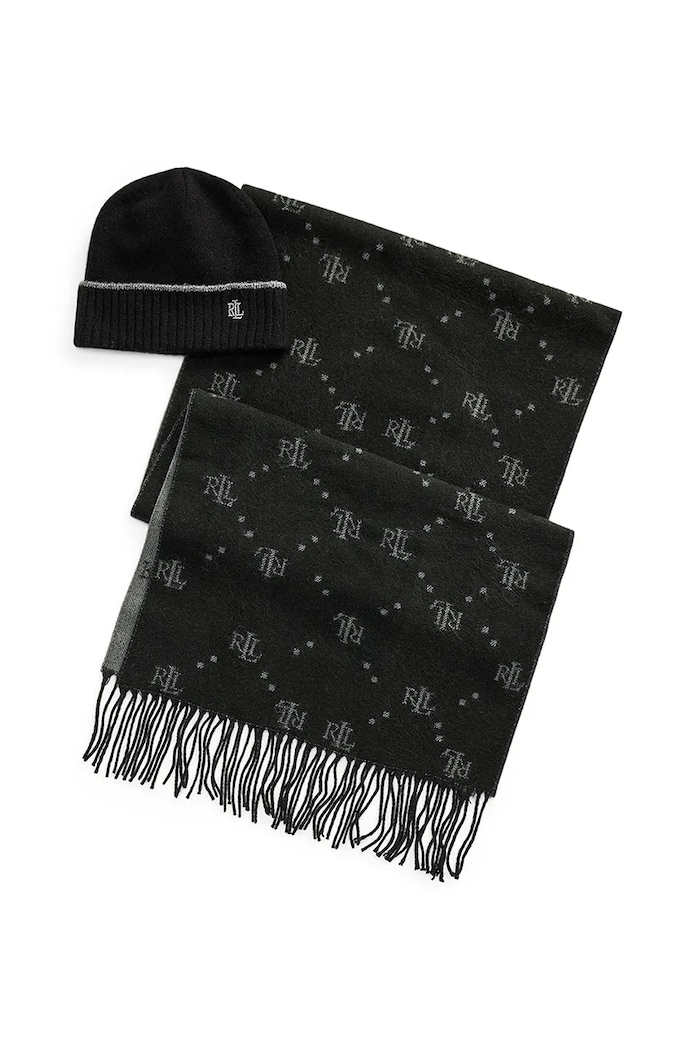 Čepice a šála Lauren Ralph Lauren středně silná černá 454960062