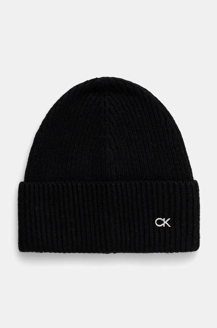 Vlněná čepice Calvin Klein vlna černá K60K612592