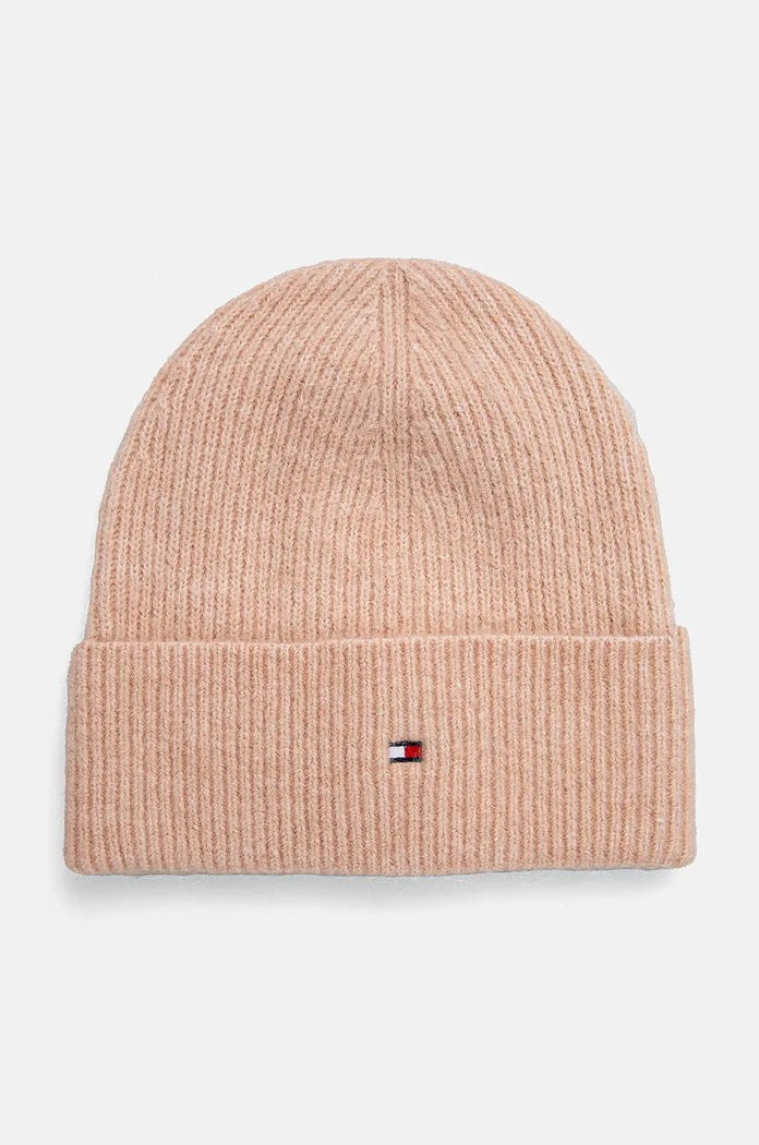 Kapa s dodatkom vune Tommy Hilfiger bez uzorka roza AW0AW16633