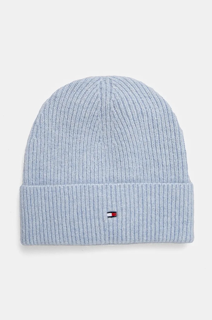 Kapa s dodatkom vune Tommy Hilfiger bez uzorka plava AW0AW16633