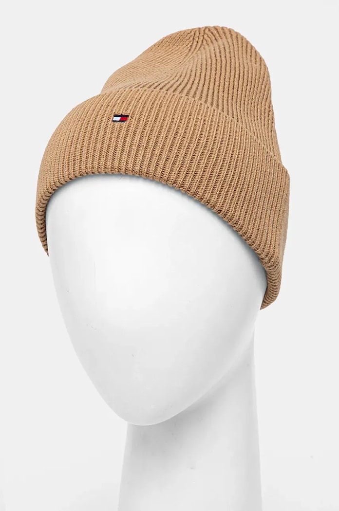 Čepice s příměsí kašmíru Tommy Hilfiger AW0AW16637 hnědá NC24