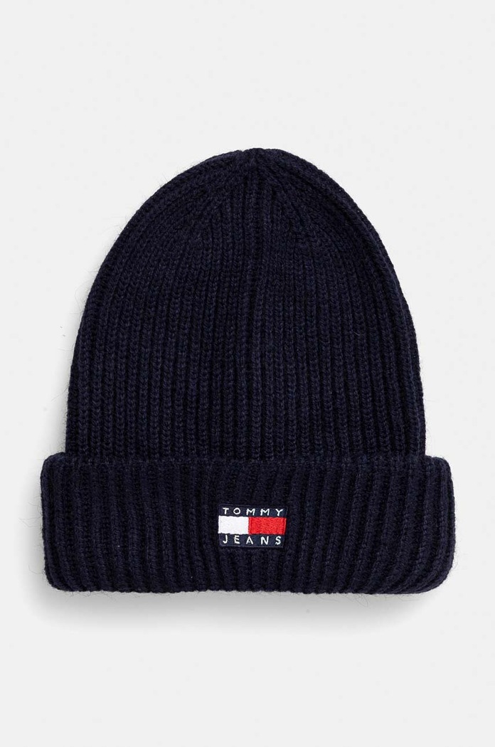 Tommy Jeans czapka z domieszką wełny granatowy AW0AW16785
