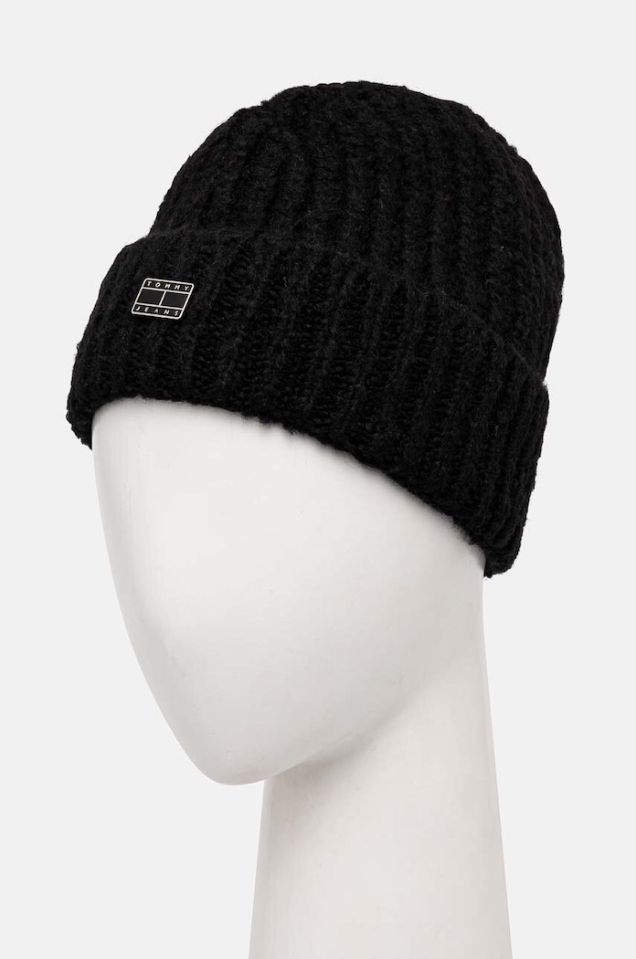 Čepice z vlněné směsi Tommy Jeans AW0AW16786 černá AW24