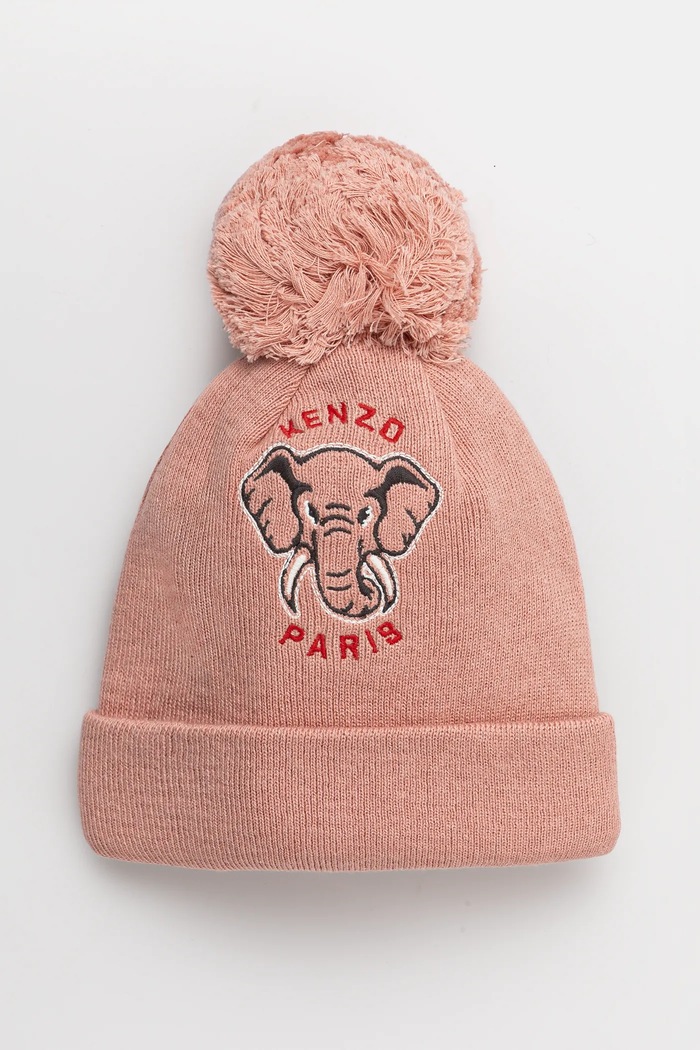 Kenzo Kids czapka z domieszką kaszmiru dziecięca z domieszką wełny różowy K60608.G.50.52