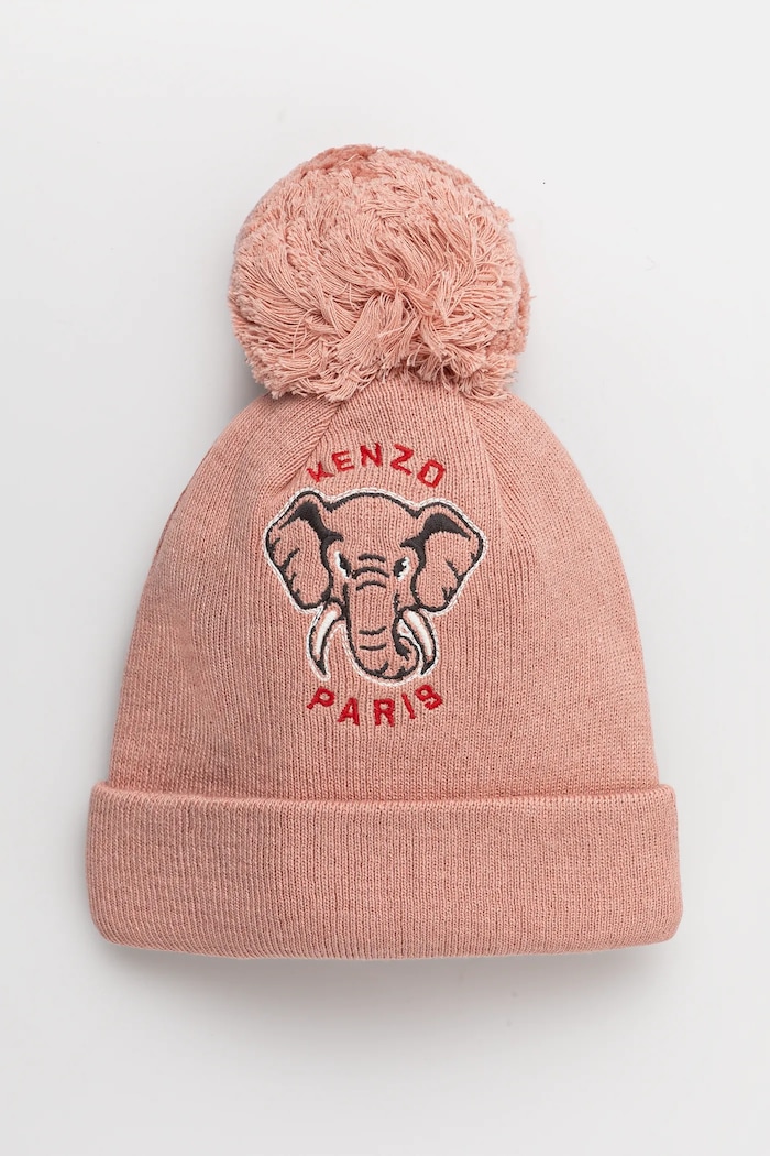 Kenzo Kids czapka z domieszką kaszmiru dziecięca z domieszką wełny różowy K60608.G.50.52