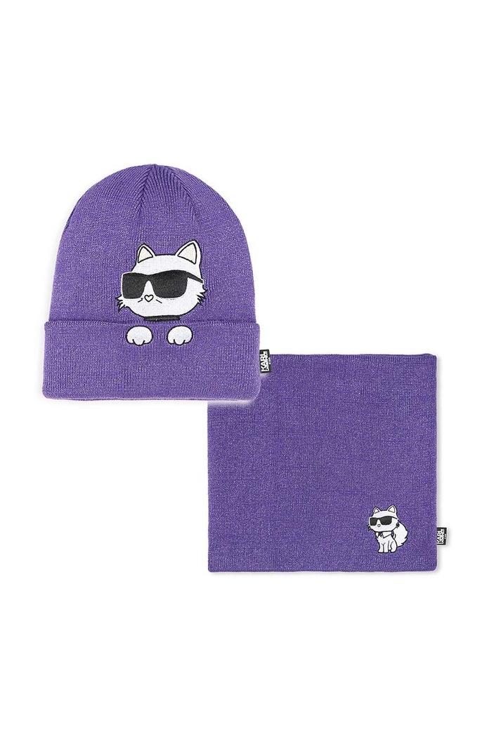 Karl Lagerfeld Czapka i szalik dziecięcy fioletowy Z30333.