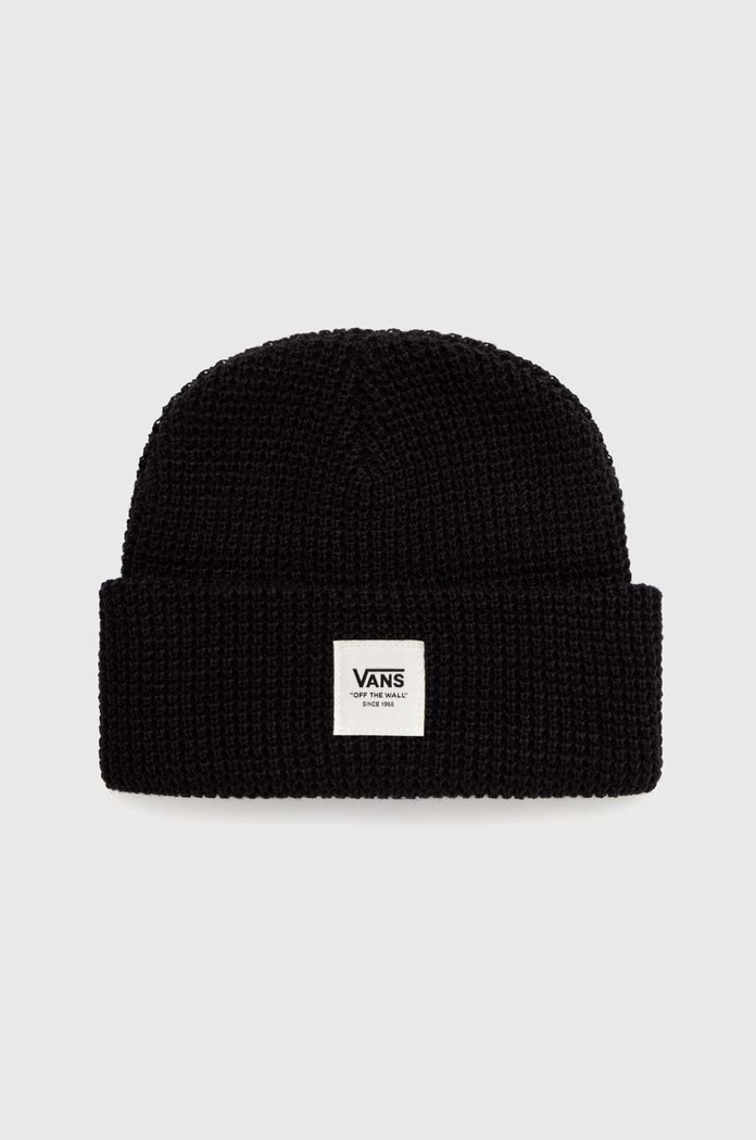 Detská čiapka Vans WAFFLE CUFF BEANIE stredne hrubá čierna VN000J4WBLK1