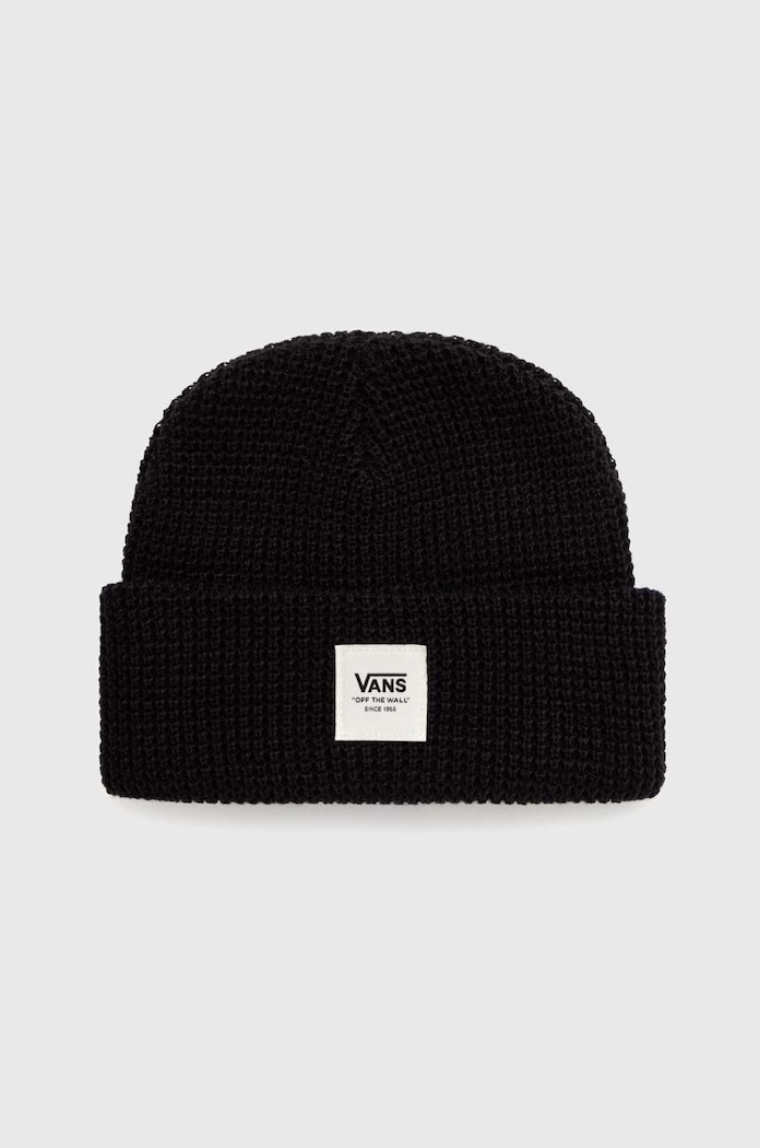 Detská čiapka Vans WAFFLE CUFF BEANIE stredne hrubá čierna VN000J4WBLK1