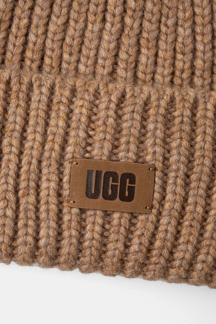 CHLAPEC UGG Čepice z vlněné směsi UGG CHUNKY RIB BEANIE 21687. hnědá