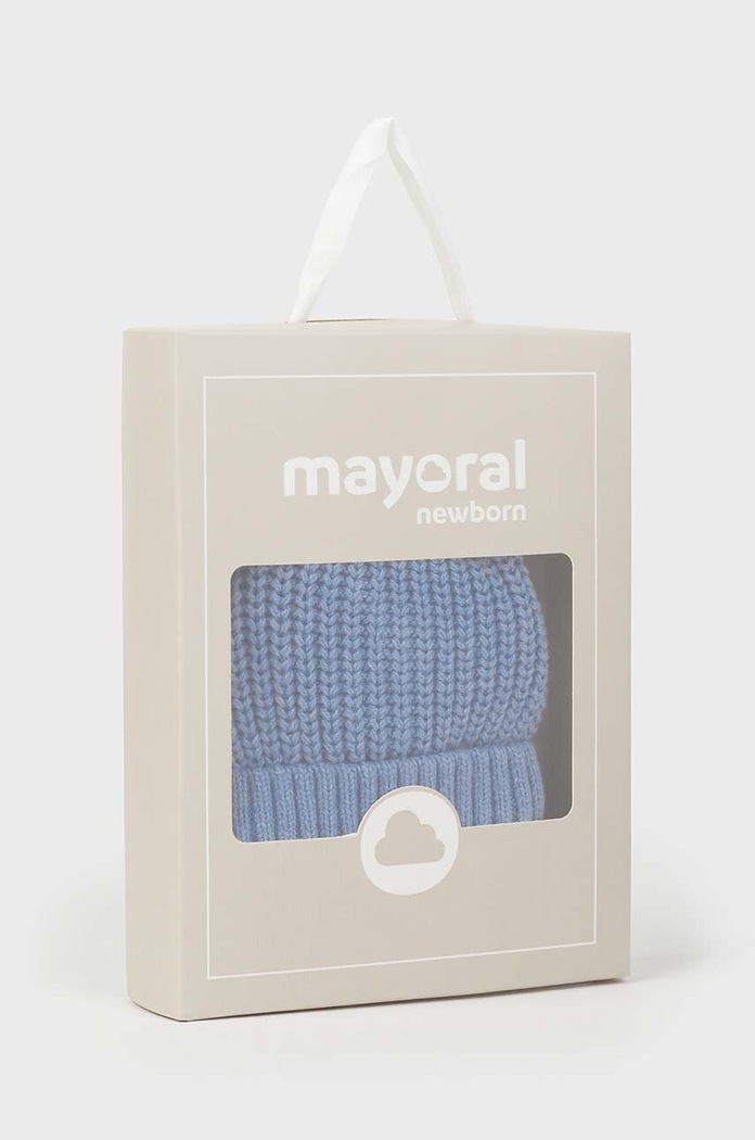 Chłopiec Mayoral Newborn czapka i rękawiczki dziecięce 9766.1J.Newborn.9BYH niebieski