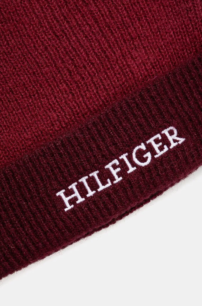 Chłopiec Tommy Hilfiger czapka z domieszką wełny dziecięca AU0AU01930.9BYH bordowy
