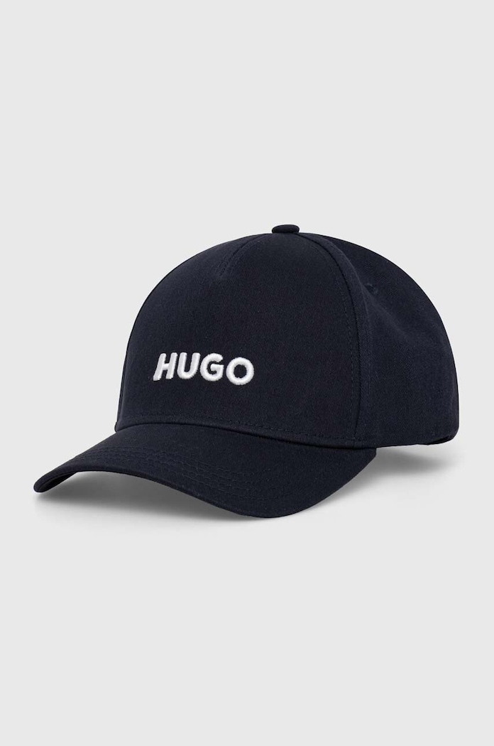HUGO czapka z daszkiem bawełniana aplikacja granatowy 50518901