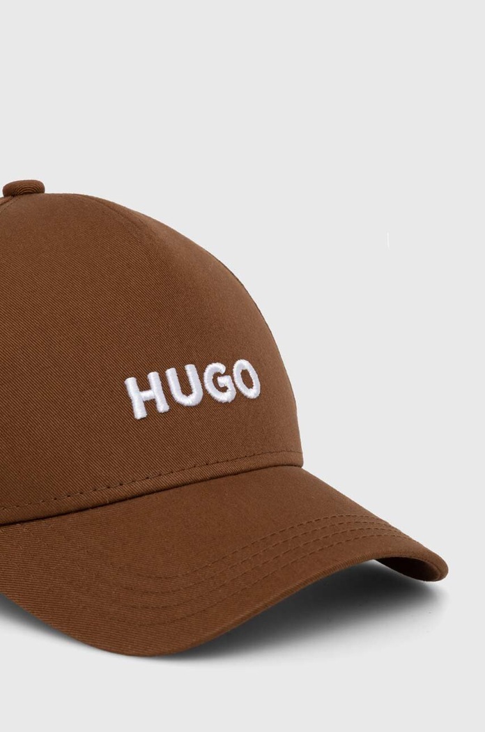 HUGO czapka z daszkiem bawełniana 50518901 brązowy AW24