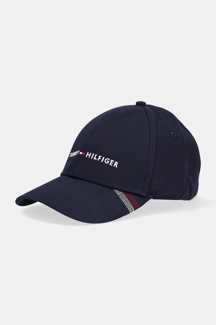 Tommy Hilfiger czapka z daszkiem bawełniana aplikacja granatowy AM0AM12532