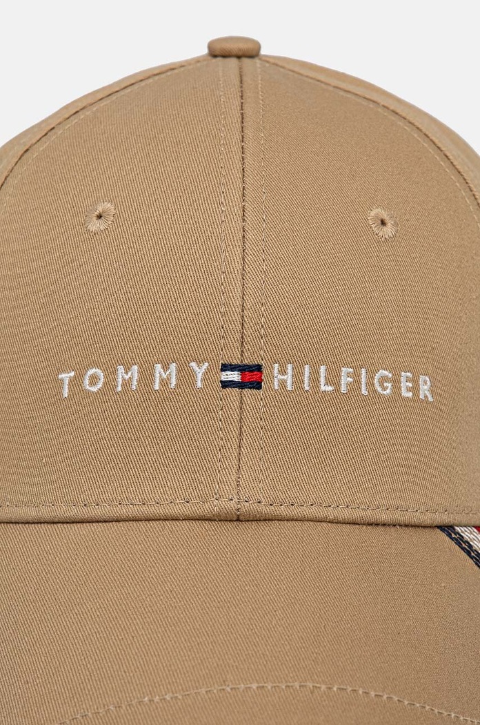 Bavlněná baseballová čepice Tommy Hilfiger AM0AM12532 béžová AW24
