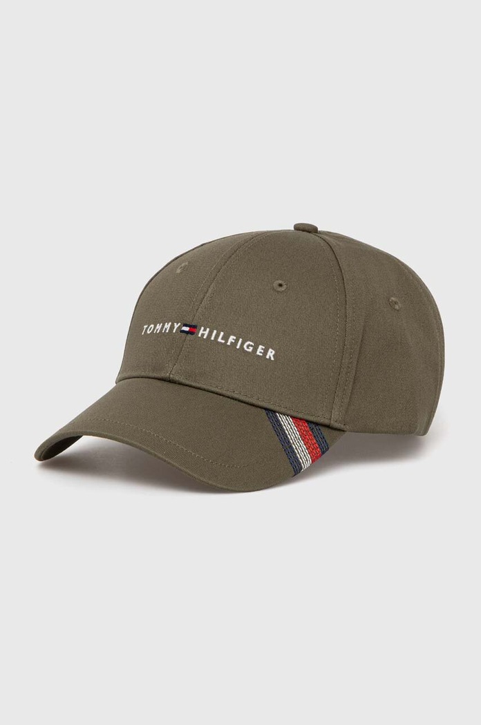 Tommy Hilfiger czapka z daszkiem bawełniana aplikacja zielony AM0AM12532