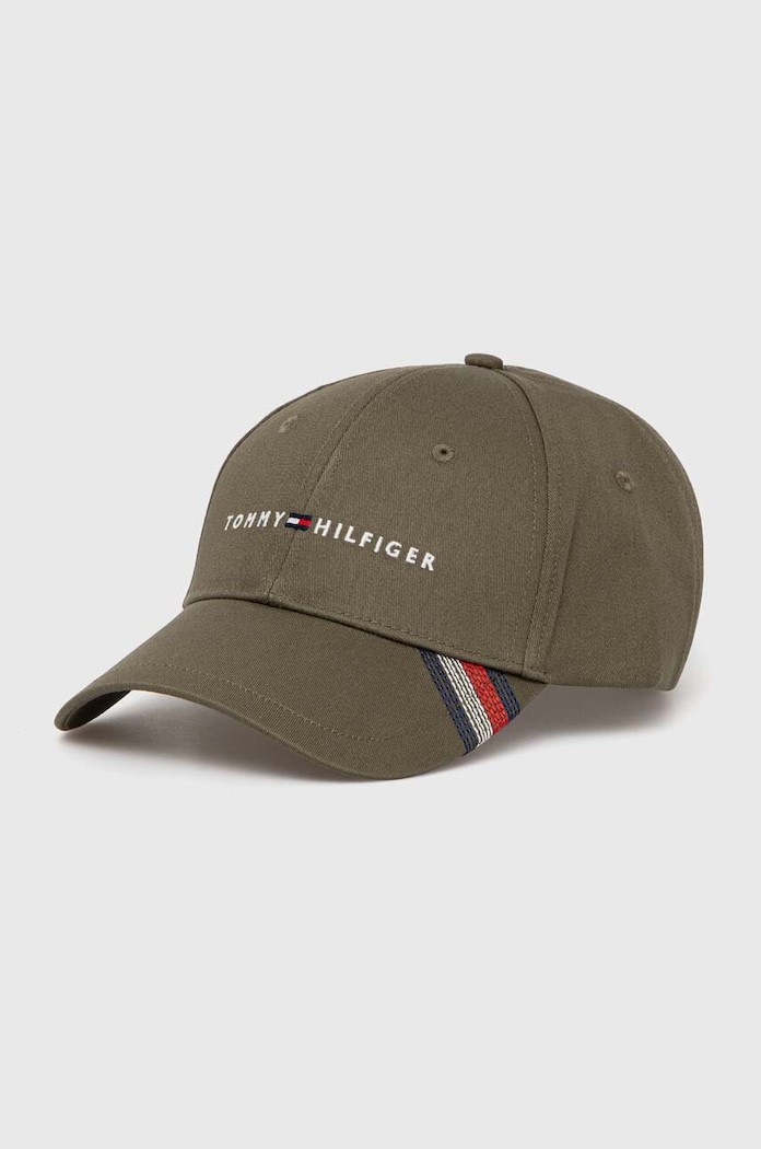 Tommy Hilfiger czapka z daszkiem bawełniana aplikacja zielony AM0AM12532
