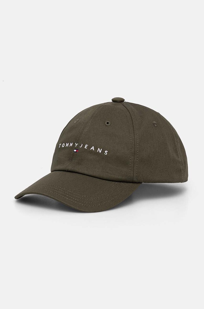 Tommy Jeans czapka z daszkiem bawełniana aplikacja zielony AM0AM12894