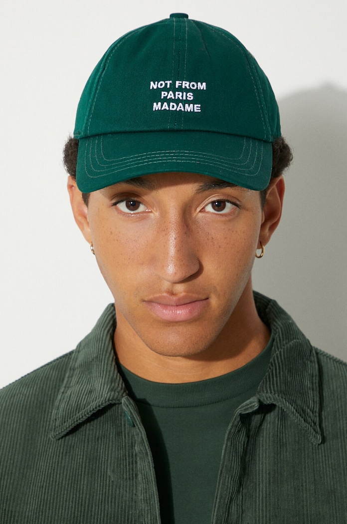 Bavlněná baseballová čepice Drôle de Monsieur La Casquette Slogan PERM.CP151.CO138.DGN zelená