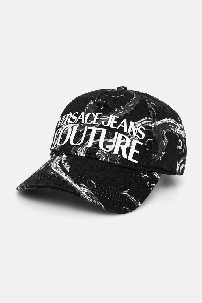 Bavlněná baseballová čepice Versace Jeans Couture potisk černá 77GAZK10.ZG294