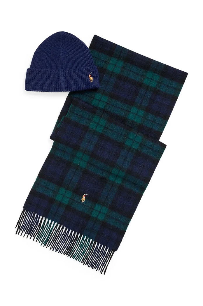 Polo Ralph Lauren wool beanie and scarf wool navy 449959530