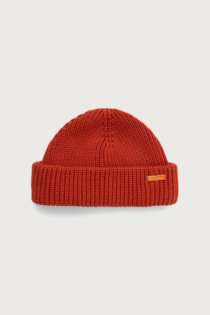 Barbour Czapka męska bawełniana Mosely Beanie pomarańczowy MHA0879