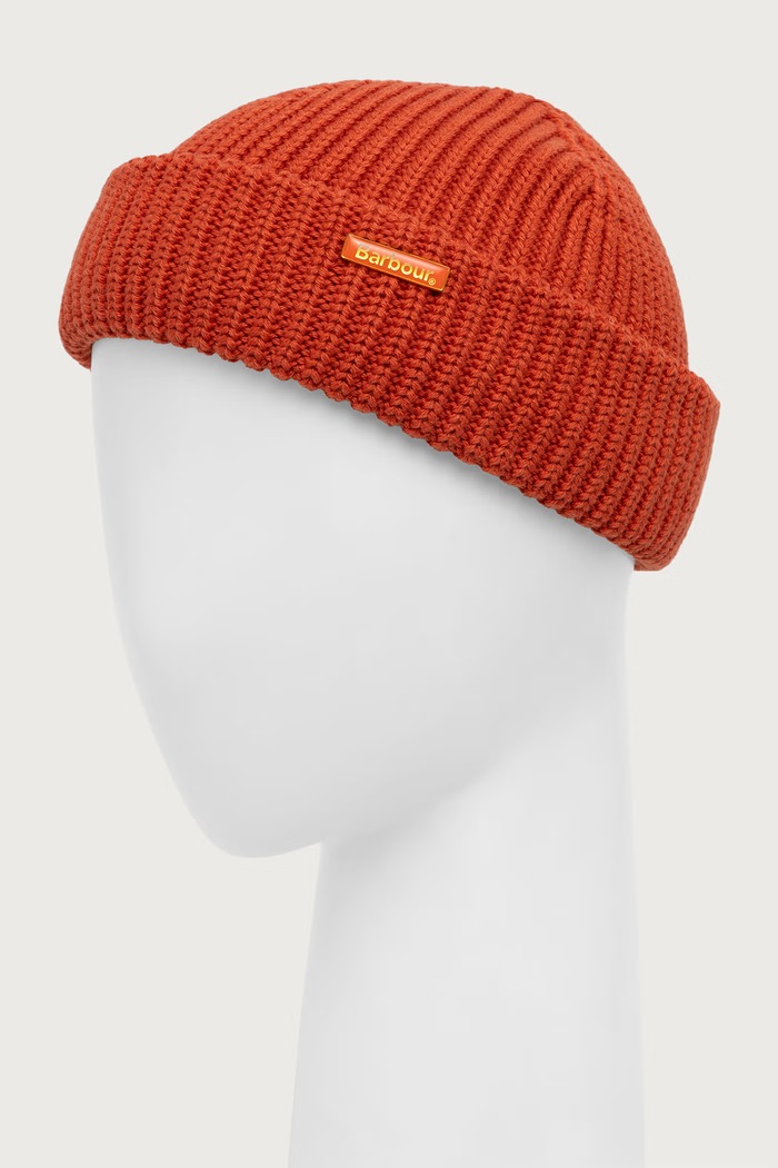 Barbour Czapka męska bawełniana Mosely Beanie MHA0879 pomarańczowy AW24