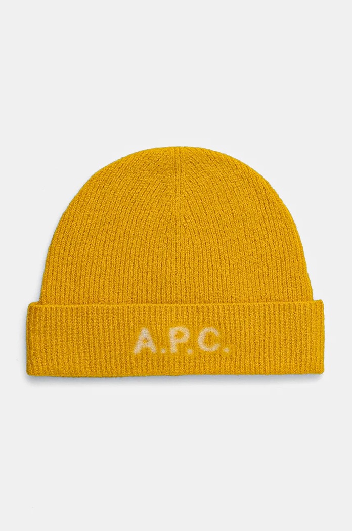 Vlněná čepice A.P.C. bonnet harry vlna žlutá WVBDK.M25085
