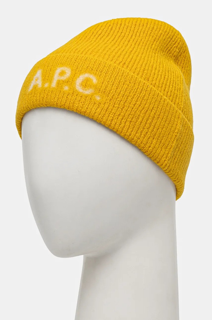Vlněná čepice A.P.C. bonnet harry WVBDK.M25085 žlutá AW24