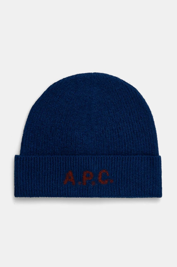 Vlněná čepice A.P.C. bonnet harry vlna námořnická modř WVBDK.M25085