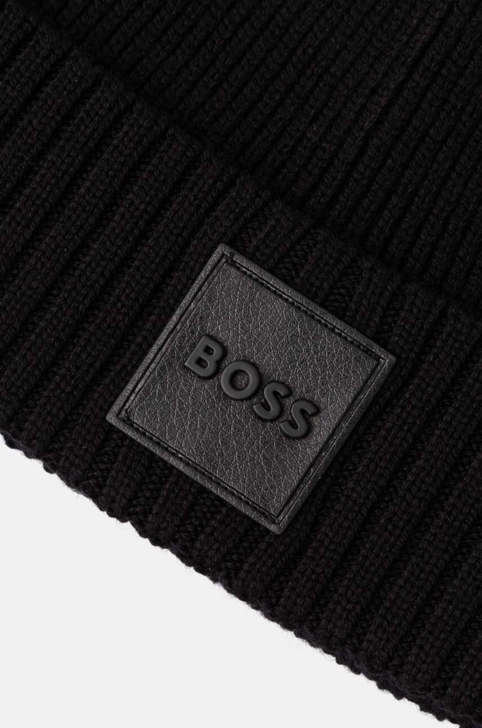 Vlněná čepice BOSS Flavio 50522426 černá AW25