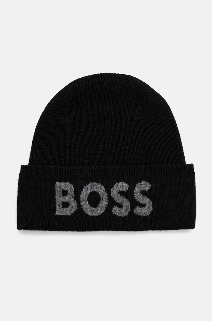 Kapa s primesjo volne BOSS Tanka črna 50524348