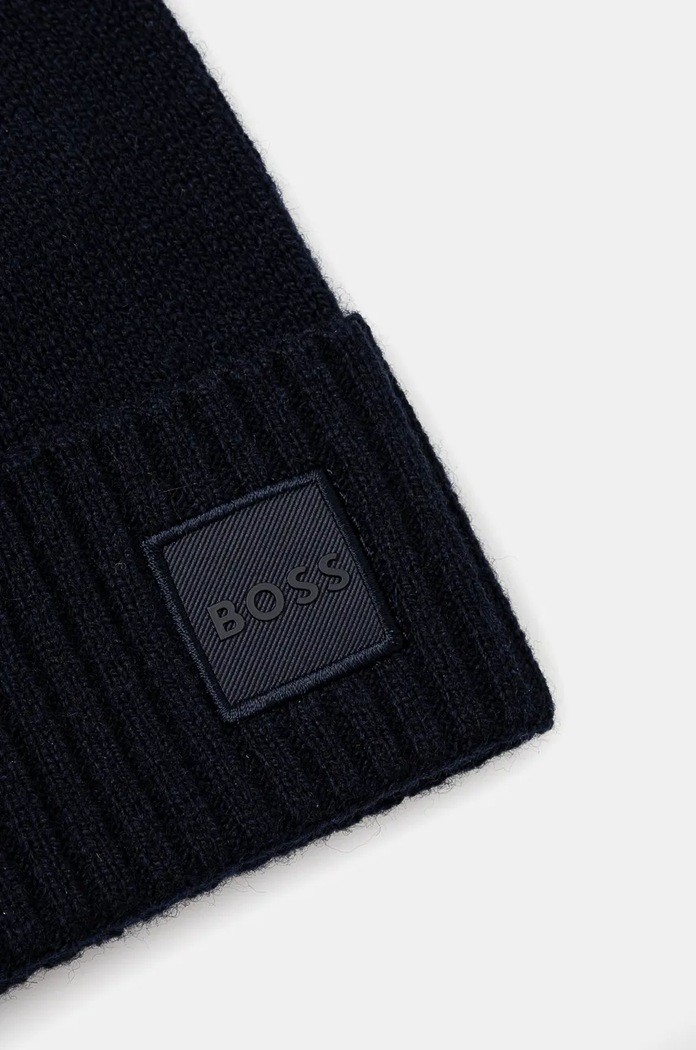 Akcesoria BOSS Orange czapka wełniana Akaio_R_Hat 50522447 granatowy